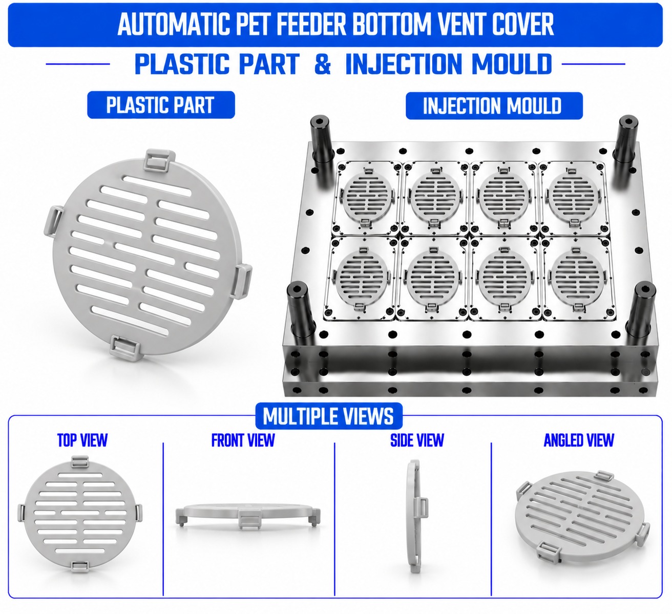 Automatic Pet Feeder Plastic Bottom Vent Cover Mould and Moulding Service